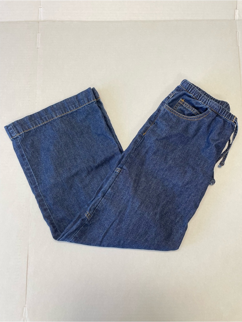 J. Galt 100% Cotton Women’s Small Low Rise Wide Leg Denim Jeans Elastic Waist
